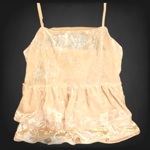 🎁American Eagle- NEW-Ivory Crushed Velvet, Boho Chic tank- Size XS - Picture 1 of 6